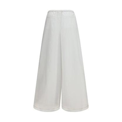 Casual Pants by Marni for women in cotton white features an sartorial regular-fit & wide and long with a cut for a sartorial finish.