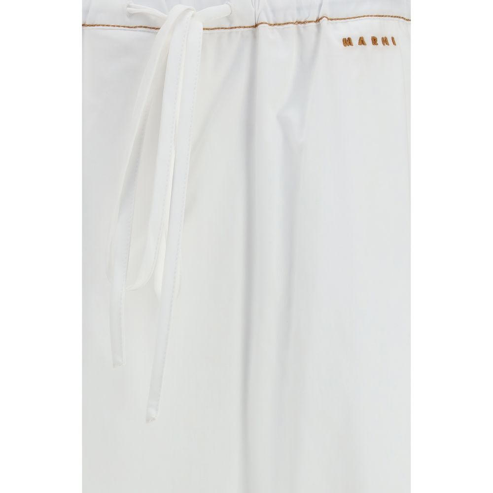Casual Pants by Marni for women in cotton white features an refined tailoring silhouette, showcasing a premium regular-fit & wide with a and long cut for a refined tailoring look.