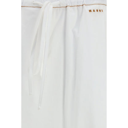 Casual Pants by Marni for women in cotton white features an refined tailoring silhouette, showcasing a premium regular-fit & wide with a and long cut for a refined tailoring look.