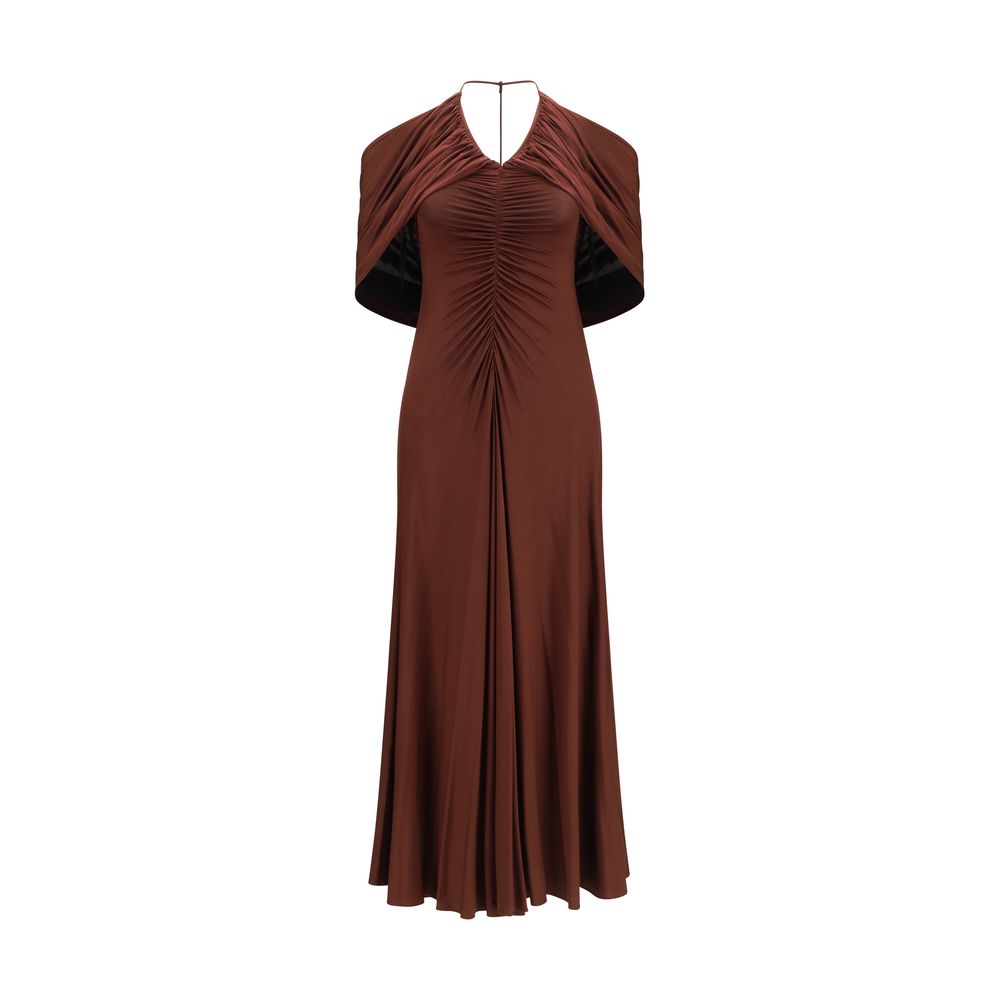 Dress by Self-Portrait for women in stretch viscose brown & natural features an magnificent silhouette, artfully detailed with a magnificent halter neckline and sleeveless that flows into an magnificent midi.