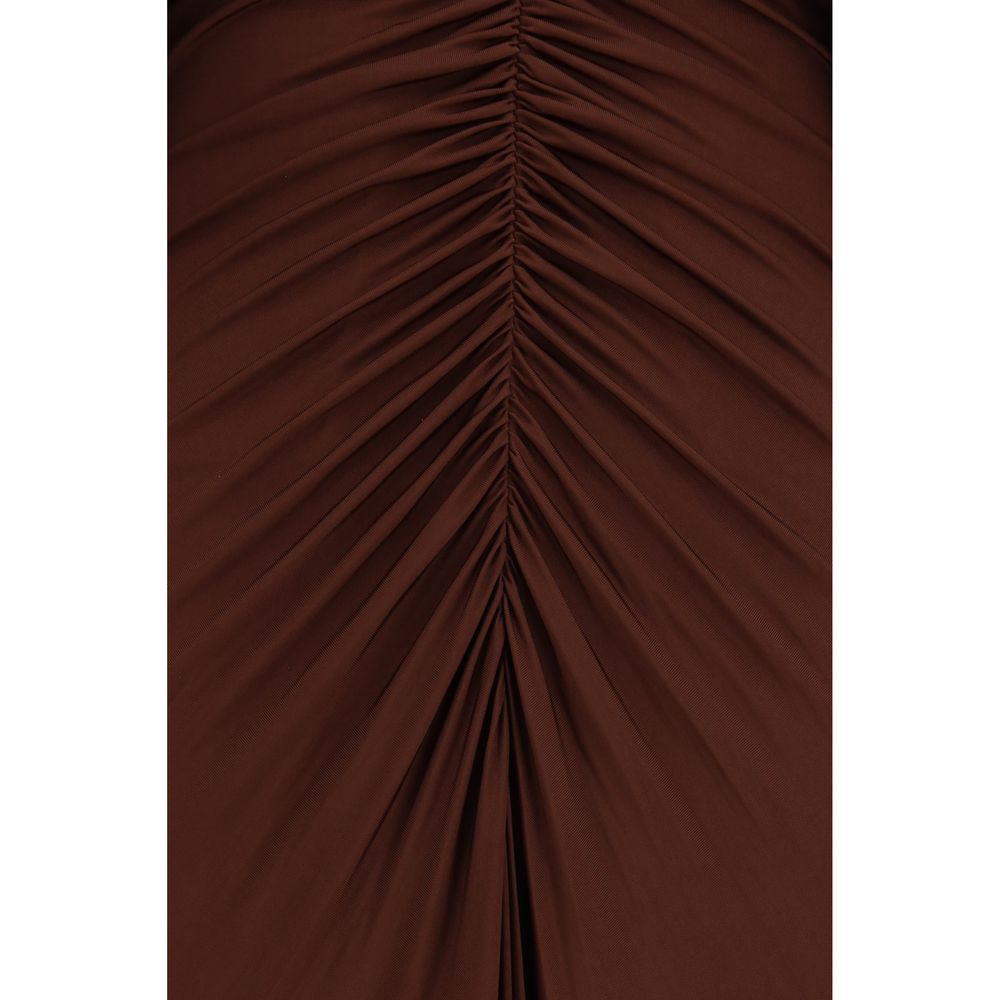 Dress by Self-Portrait for women in stretch viscose brown & natural features an cute silhouette, detailed with a and that elegantly flows into a cute midi.
