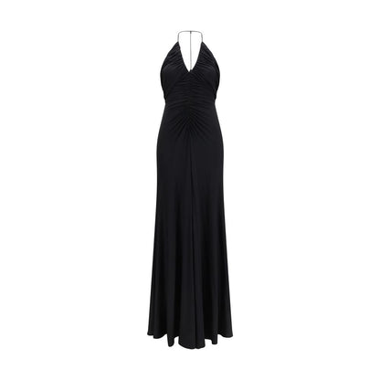 Dress by Self-Portrait for women in stretch viscose black features an cute silhouette, detailed with a sleeveless and halter neckline that elegantly flows into a cute maxi long.