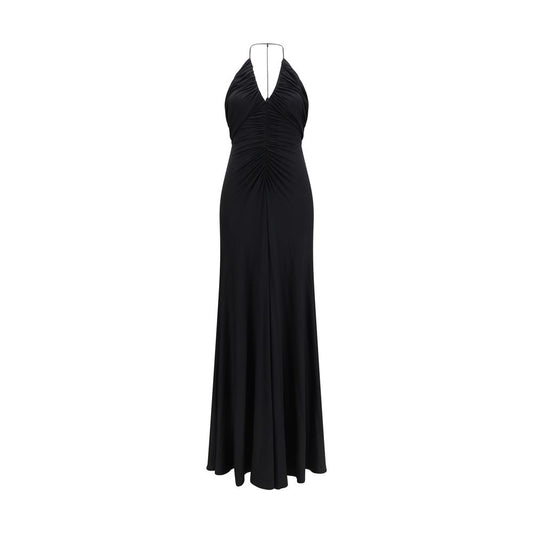 Dress by Self-Portrait for women in stretch viscose black features an cute silhouette, detailed with a sleeveless and halter neckline that elegantly flows into a cute maxi long.