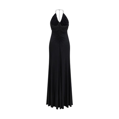 Dress by Self-Portrait for women in stretch viscose black features an magnificent silhouette, artfully detailed with a magnificent halter neckline and that flows into an magnificent maxi long.
