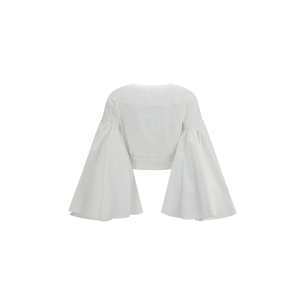 Shirt by Jacquemus for women in cotton white, featuring a nuanced and nuanced wrap v-neck neckline for a sophisticated finish.