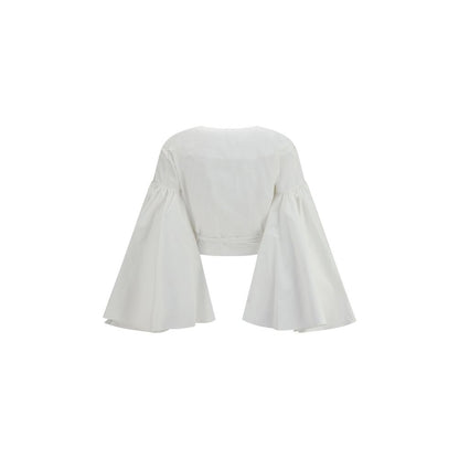 Shirt by Jacquemus for women in cotton white, featuring a nuanced and nuanced wrap v-neck neckline for a sophisticated finish.