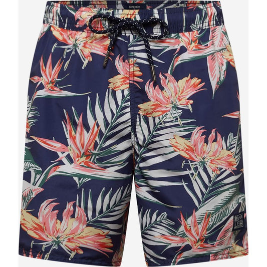 Swim Shorts by Superdry for men in polyester blue & floral features an dramatic silhouette that defines the luxurious aesthetic and refined cut of the Men's Lightweight Polyester Swim Shorts.