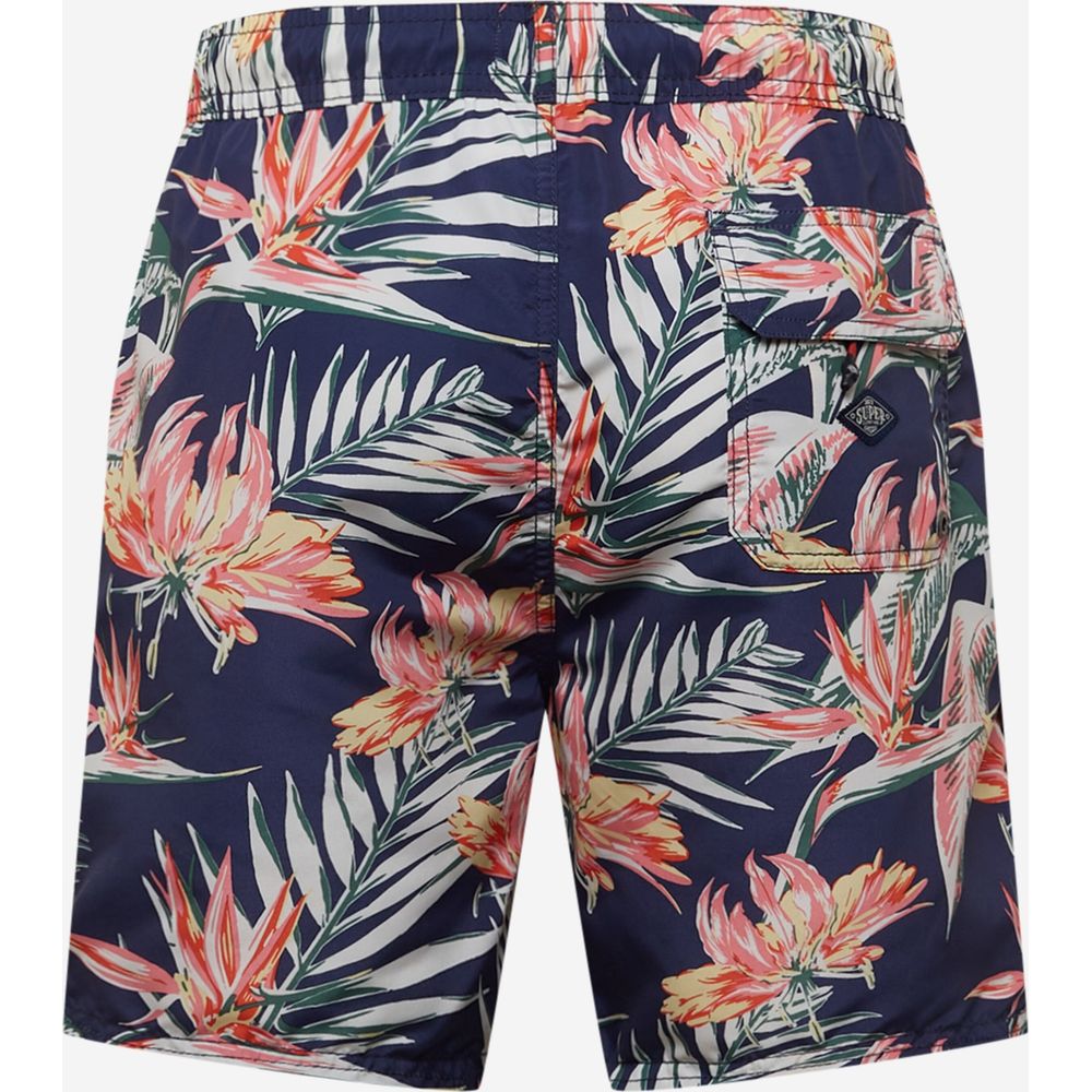 Swim Shorts by Superdry for men in polyester blue & floral showcases a sculptural silhouette, expertly capturing the sophisticated essence of the sculptural Men's Lightweight Polyester Swim Shorts design for a premium poolside look.