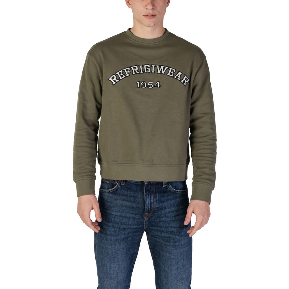 Activewear Sweatshirt by Refrigiwear for men in cotton green showcases a athletic silhouette with sleeves, a athletic hooded crew neckline, and high-performance for a athletic aesthetic.