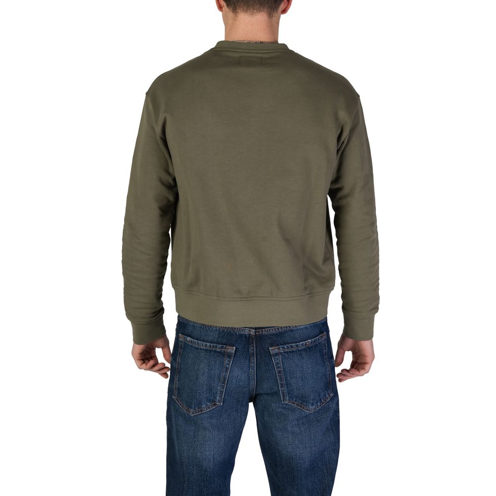 Activewear Sweatshirt by Refrigiwear for men in cotton green presents a sporty silhouette, showcasing a sophisticated hooded crew neckline and detailed with premium for a sporty finish.