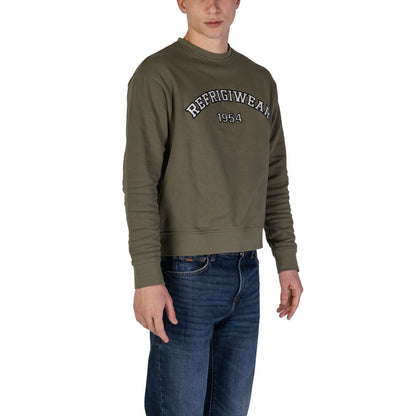 Activewear Sweatshirt by Refrigiwear for men in cotton green showcases a versatile silhouette, artfully detailed with a versatile hooded crew neckline and for a versatile finish with .