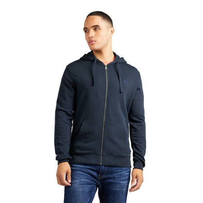 Hooded Hoodie by Refrigiwear for men in cotton & kangaroo blue features a slouchy chic silhouette, detailed with a slouchy chic and a signature hooded neckline for an elevated aesthetic.