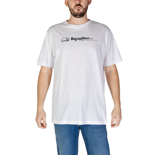Activewear T-Shirt by Refrigiwear for men in cotton white presents a kinetic silhouette, showcasing the kinetic and alongside functional breathable-design for a premium, athletic look.