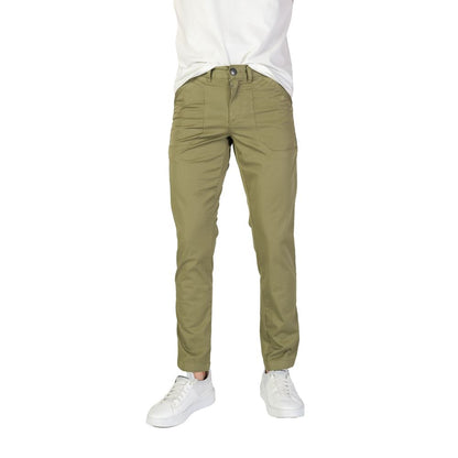Trousers by Refrigiwear for men in stretch cotton green presents a smart silhouette, meticulously detailed with a smart regular-fit, a smart long, and a smart .