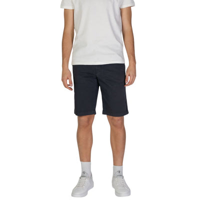 Bermuda Shorts by Refrigiwear for men in stretch cotton blue presents a contemporary silhouette, showcasing a contemporary with a refined short and elegant .