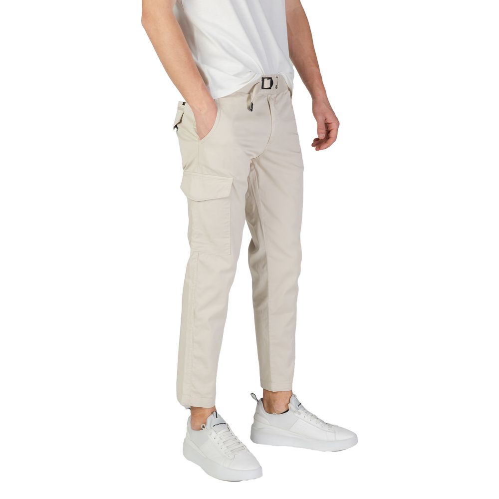 Cargo Pants by Refrigiwear for men in stretch cotton beige features an urban chic straight-leg & regular-fit with a and long, creating a urban chic aesthetic for "Moon Behind the Hill".