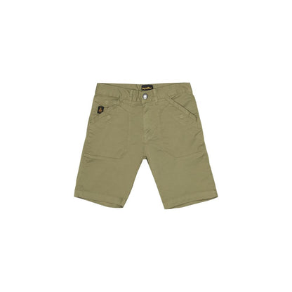 Bermuda Shorts by Refrigiwear for men in stretch cotton green features an tailored silhouette, showcasing a tailored with a short and for a sophisticated look.