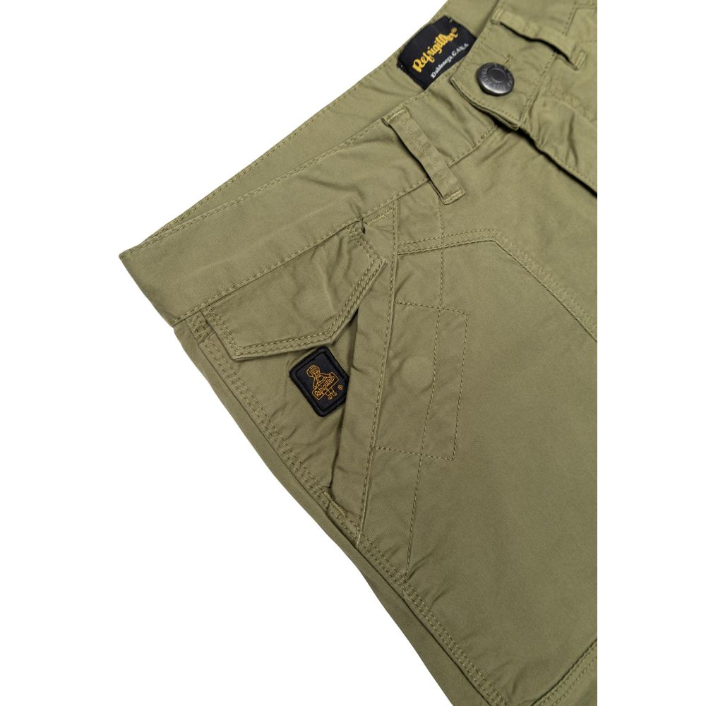 Bermuda Shorts by Refrigiwear for men in stretch cotton green showcases a on trend silhouette, featuring a tailored with a classic short and sophisticated for a on trend finish.
