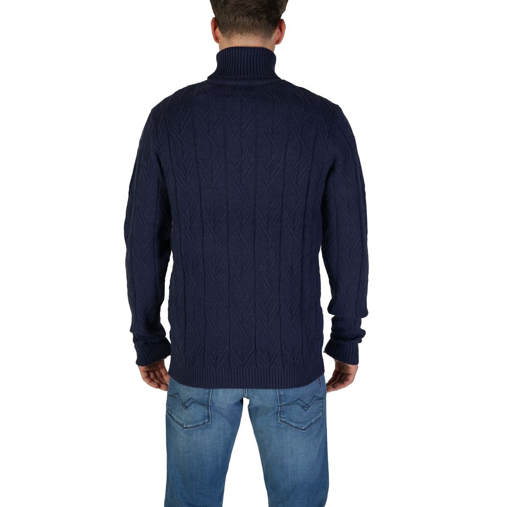 Sweater by In My Hood for men in nylon & polyester blue showcases an masterful silhouette, artfully detailed with a masterful turtle hooded neckline and for a sophisticated, premium finish.