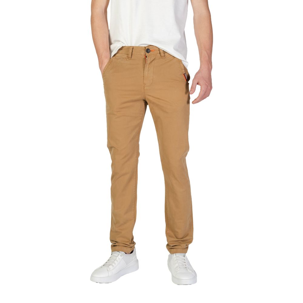 Trousers by Superdry for men in stretch cotton beige presents a smart silhouette, meticulously detailed with a smart skinny & slim, a smart long, and a smart .