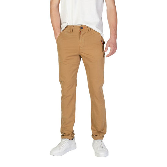 Trousers by Superdry for men in stretch cotton beige presents a smart silhouette, meticulously detailed with a smart skinny & slim, a smart long, and a smart .