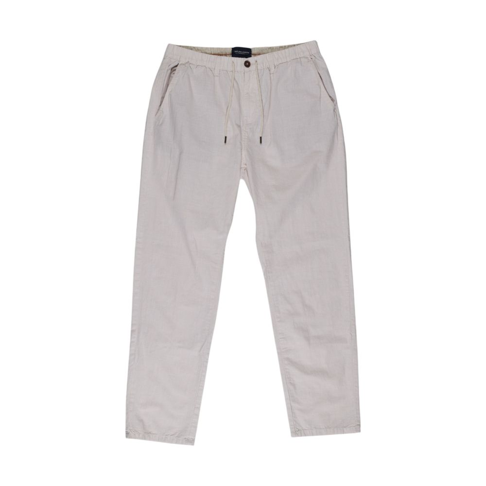 Trousers by Smiling London for men in cotton beige presents a perennial silhouette, meticulously tailored with a regular-fit cut, long finish, and an elegant .
