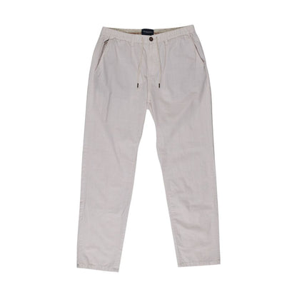 Trousers by Smiling London for men in cotton beige presents a perennial silhouette, meticulously tailored with a regular-fit cut, long finish, and an elegant .