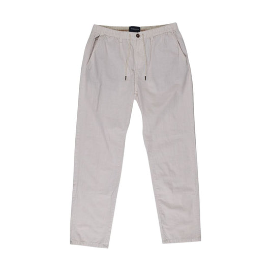 Trousers by Smiling London for men in cotton beige presents a perennial silhouette, meticulously tailored with a regular-fit cut, long finish, and an elegant .