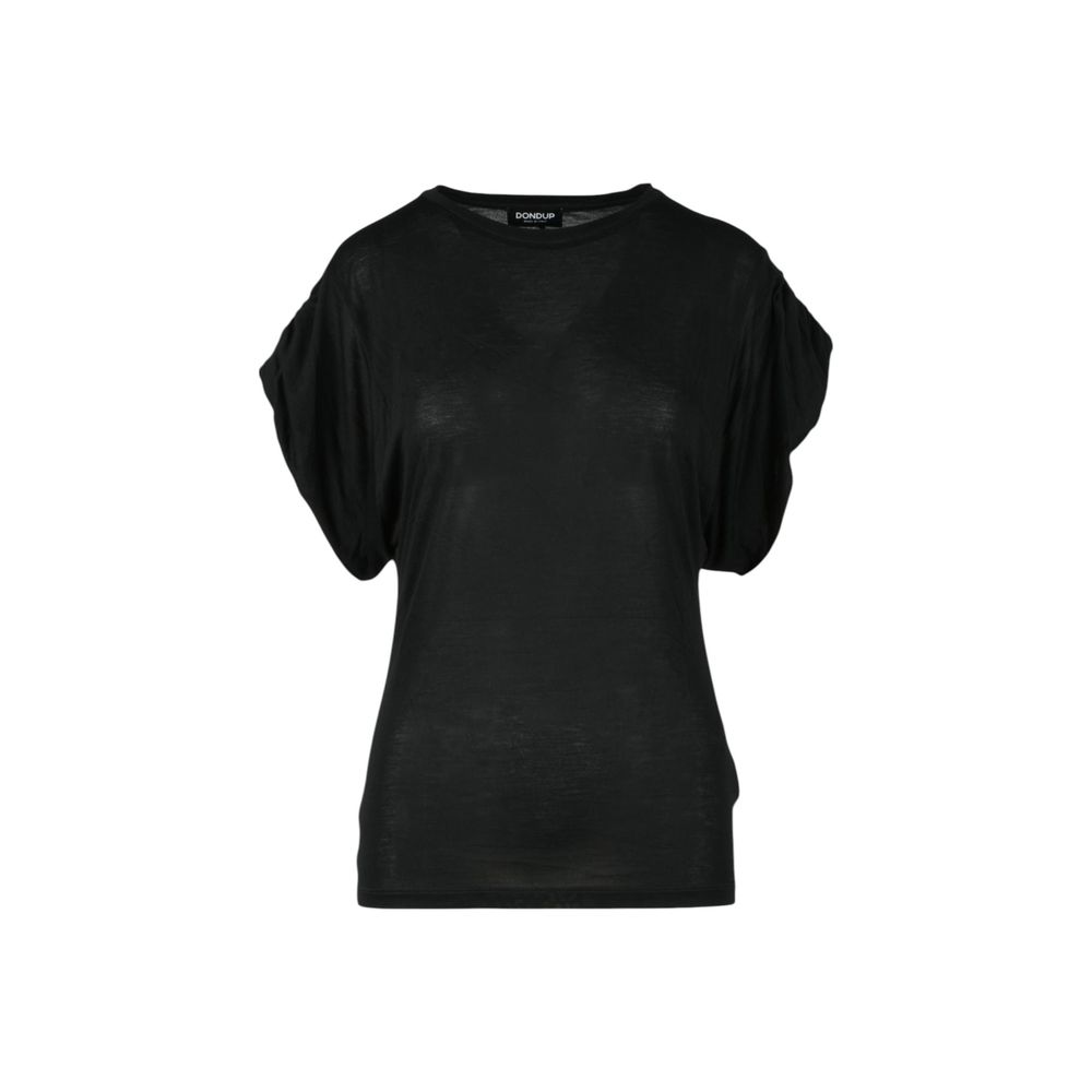 T-Shirt by Dondup for women in modal silk & viscose black showcases a chic silhouette, artfully detailed with a chic and short-sleeve for a chic finish.