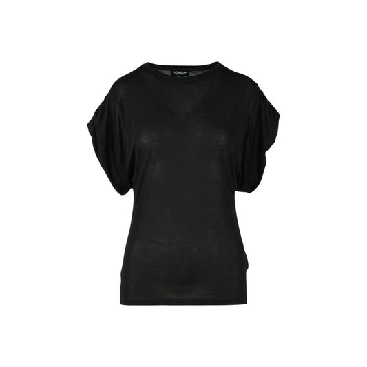 T-Shirt by Dondup for women in modal silk & viscose black showcases a chic silhouette, artfully detailed with a chic and short-sleeve for a chic finish.