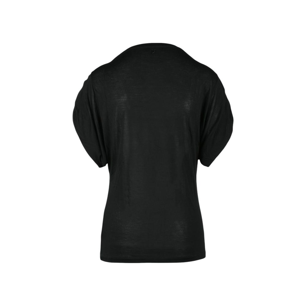 T-Shirt by Dondup for women in modal silk & viscose black features a plush silhouette, showcasing a sophisticated and for a truly plush finish.