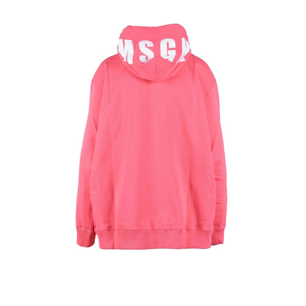 Hooded Hoodie by MSGM for women in cotton & kangaroo multicolor features a slouchy chic silhouette, detailed with a slouchy chic and a signature hooded neckline for an elevated aesthetic.