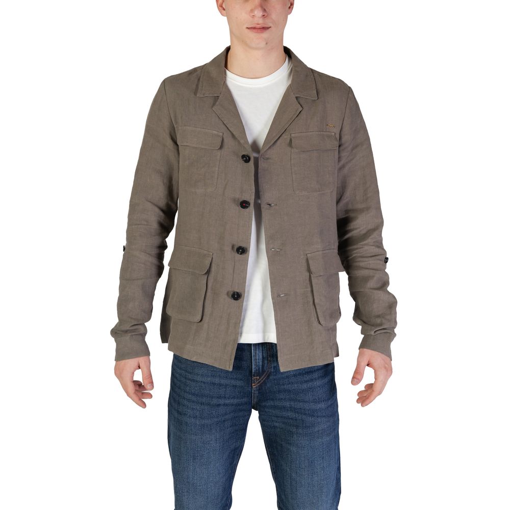 Hooded Blazer by In My Hood for men in linen green features an crisp silhouette with sophisticated and a crisp hooded neckline for a truly crisp finish.