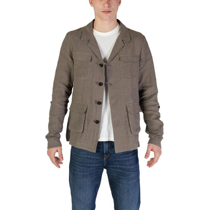 Hooded Blazer by In My Hood for men in linen green features an crisp silhouette with sophisticated and a crisp hooded neckline for a truly crisp finish.