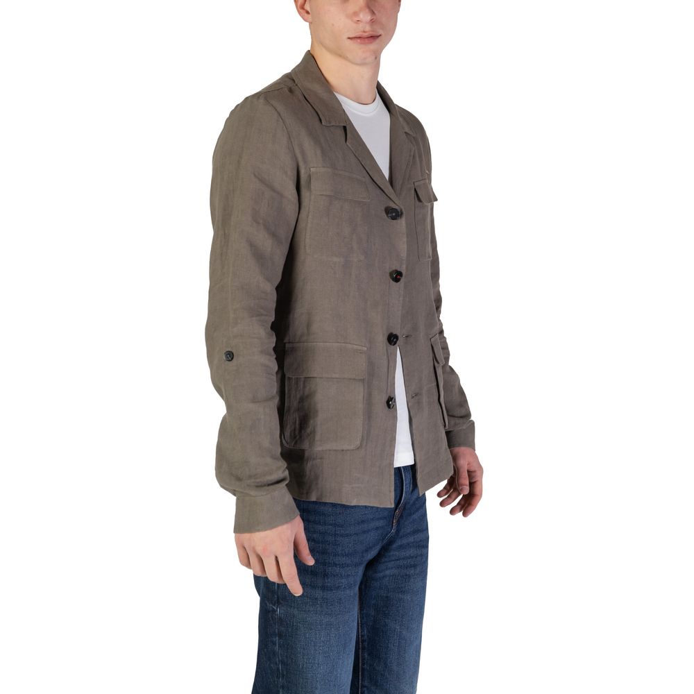 Hooded Blazer by In My Hood for men in linen green features an stylish silhouette, showcasing a sophisticated hooded neckline and stylish for a truly stylish finish.