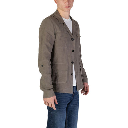 Hooded Blazer by In My Hood for men in linen green features an stylish silhouette, showcasing a sophisticated hooded neckline and stylish for a truly stylish finish.