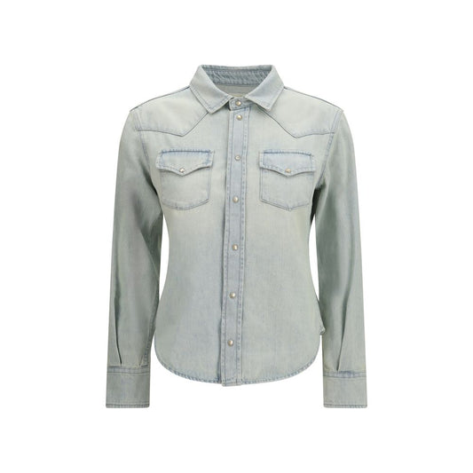 Shirt by Jacob Cohen for women in cotton denim blue & pearl, featuring a nuanced long-sleeve and nuanced for a sophisticated finish.