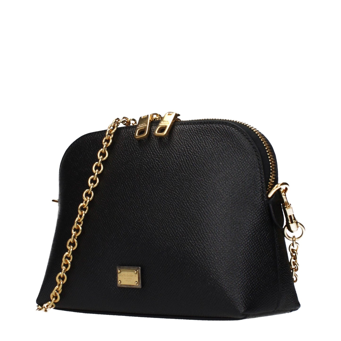 Shoulder Bag by Dolce & Gabbana for women in leather black presents a statuesque silhouette, showcasing a secure and statuesque with versatile shoulder-strap & handle for a sophisticated look.