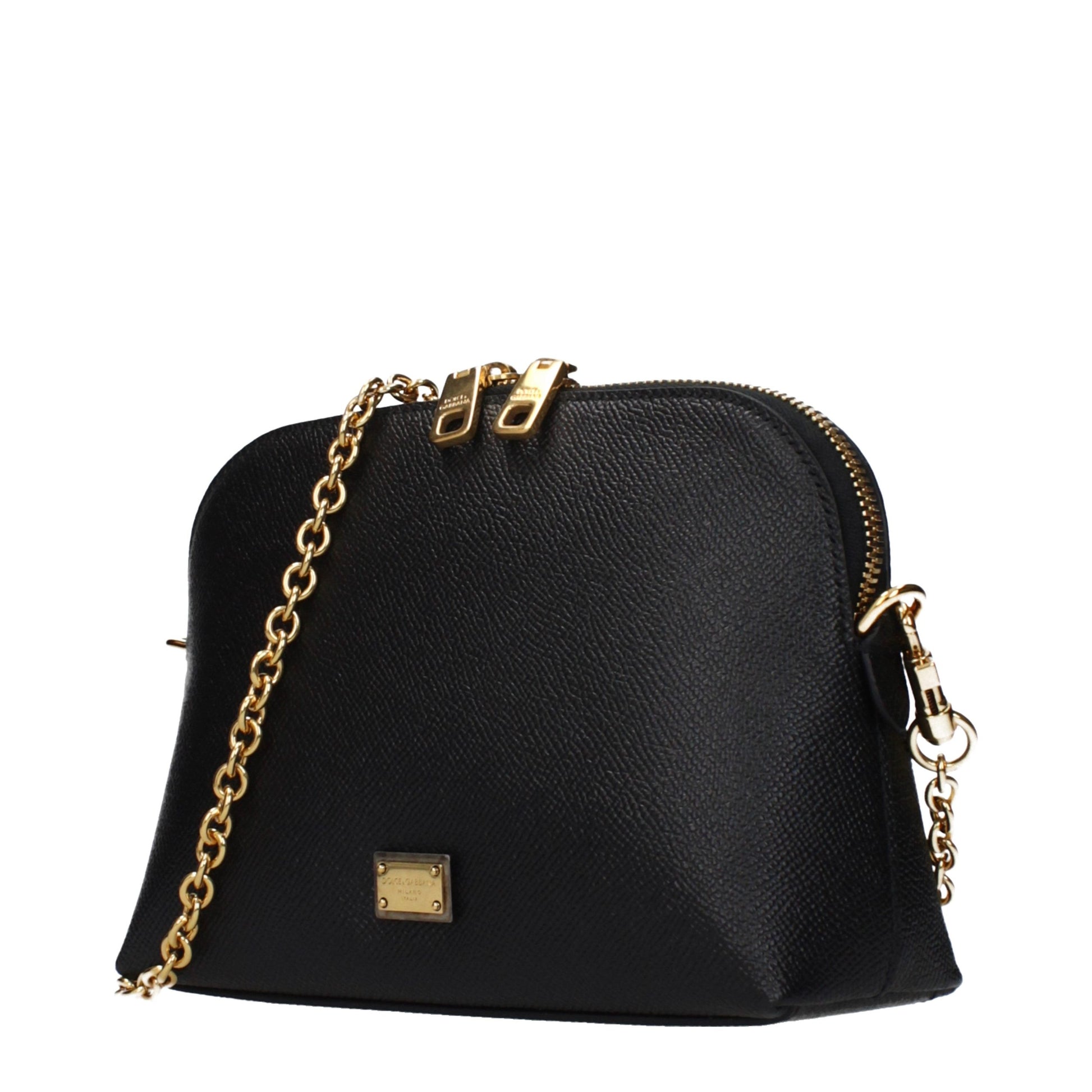 Shoulder Bag by Dolce & Gabbana for women in leather black presents a statuesque silhouette, showcasing a secure and statuesque with versatile shoulder-strap & handle for a sophisticated look.