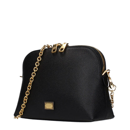 Shoulder Bag by Dolce & Gabbana for women in leather black presents a statuesque silhouette, showcasing a secure and statuesque with versatile shoulder-strap & handle for a sophisticated look.