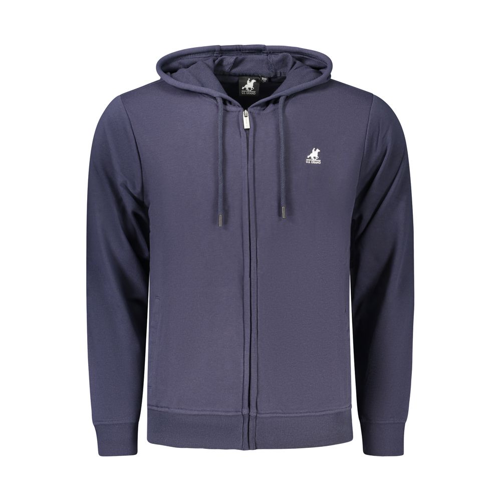 Hooded Sweatshirt Hoodie by U.S. Grand Polo for men in cotton polyester blue & print features an dramatic silhouette, showcasing a sophisticated hooded neckline and dramatic for a refined, modern aesthetic.