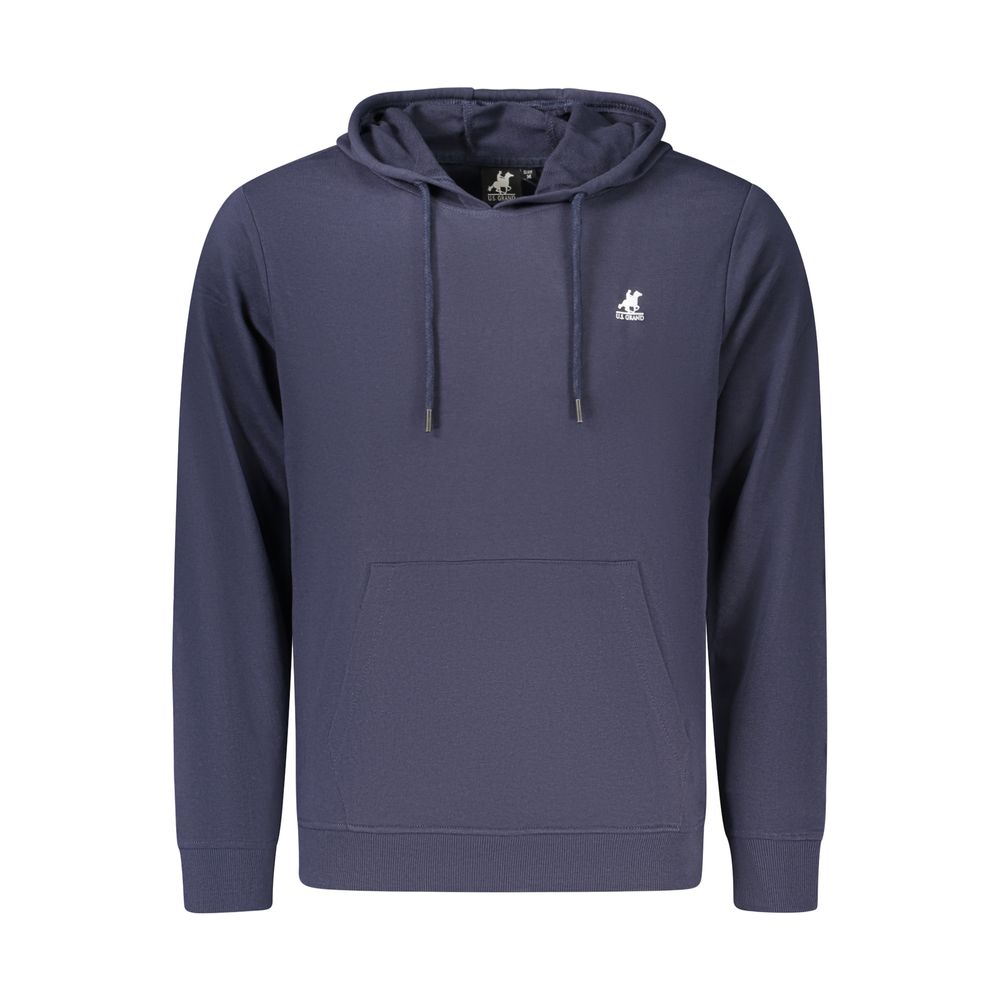 Hooded Sweatshirt Hoodie by U.S. Grand Polo for men in cotton polyester blue, signature & print features an dramatic silhouette, showcasing a sophisticated hooded neckline and dramatic for a refined, modern aesthetic.