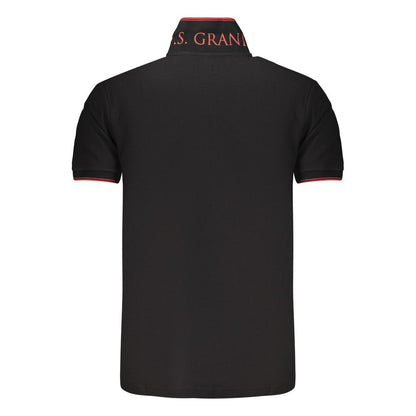 Polo Shirt by U.S. Grand Polo for men in cotton black presents a sleek silhouette, featuring a refined and for a sleek finish.