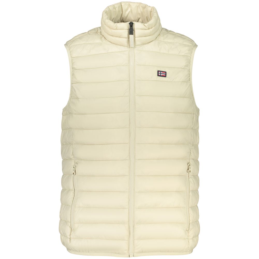 Vest by Norway 1963 for men in polyester beige showcases a dynamic silhouette, perfectly balancing pockets with a dynamic for a sophisticated, high-fashion look.