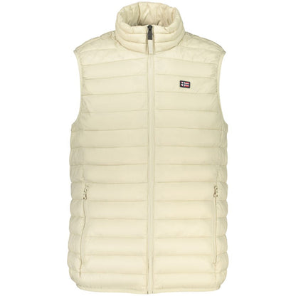 Vest by Norway 1963 for men in polyester beige showcases a dynamic silhouette, perfectly balancing pockets with a dynamic for a sophisticated, high-fashion look.