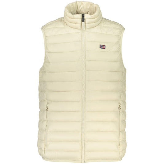 Vest by Norway 1963 for men in polyester beige showcases a dynamic silhouette, perfectly balancing pockets with a dynamic for a sophisticated, high-fashion look.