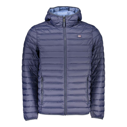 Hooded Windbreaker Jacket by Norway 1963 for men in polyamide blue presents a resilient silhouette, artfully detailed with a sophisticated hooded neckline and functional pockets, hooded & windproof for a resilient finish.