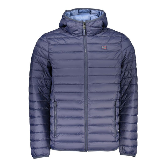 Hooded Windbreaker Jacket by Norway 1963 for men in polyamide blue presents a resilient silhouette, artfully detailed with a sophisticated hooded neckline and functional pockets, hooded & windproof for a resilient finish.