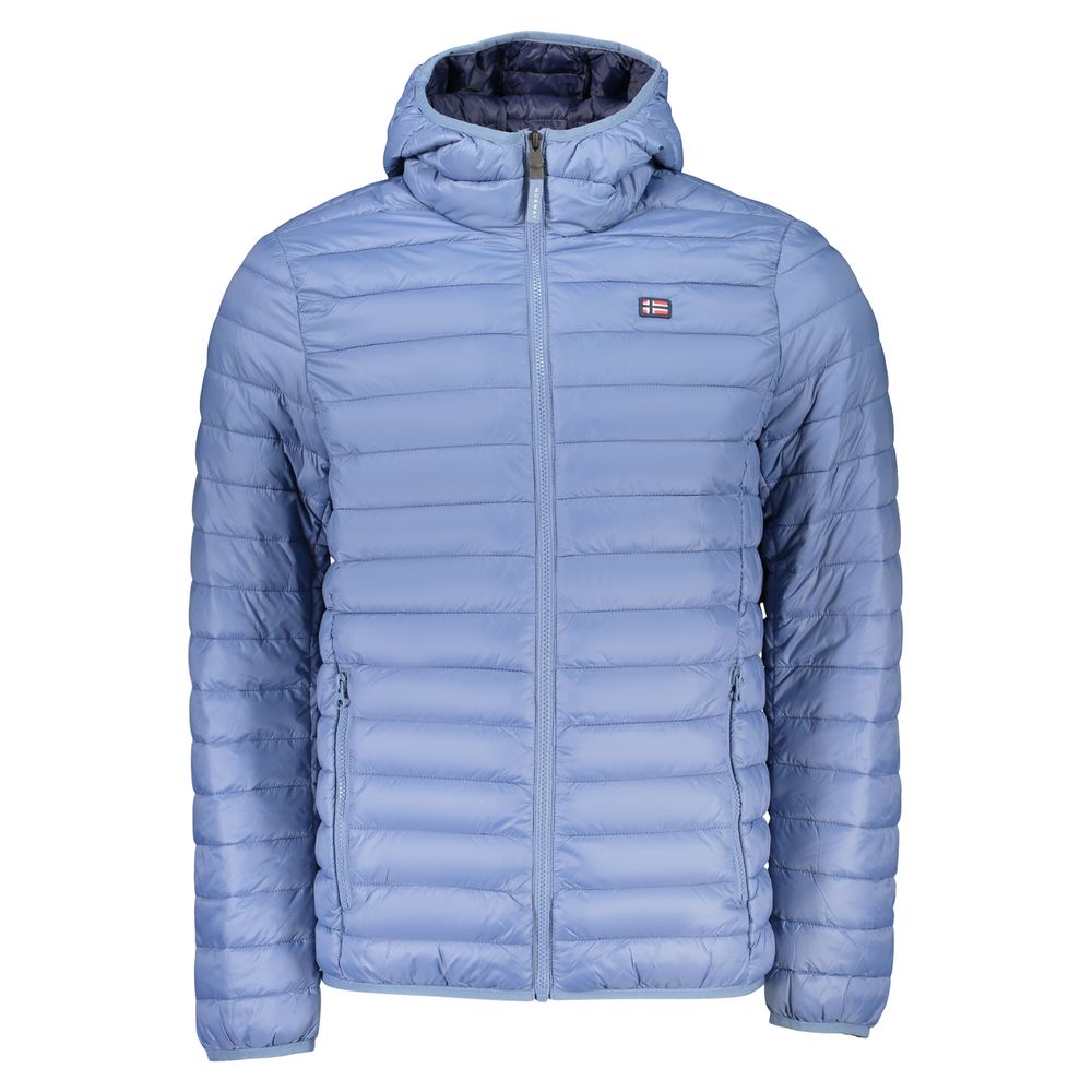 Hooded Windbreaker Jacket by Norway 1963 for men in polyamide blue features an perennial silhouette with a refined hooded neckline and perennial pockets, hooded & windproof for a sophisticated weather-resistant look.