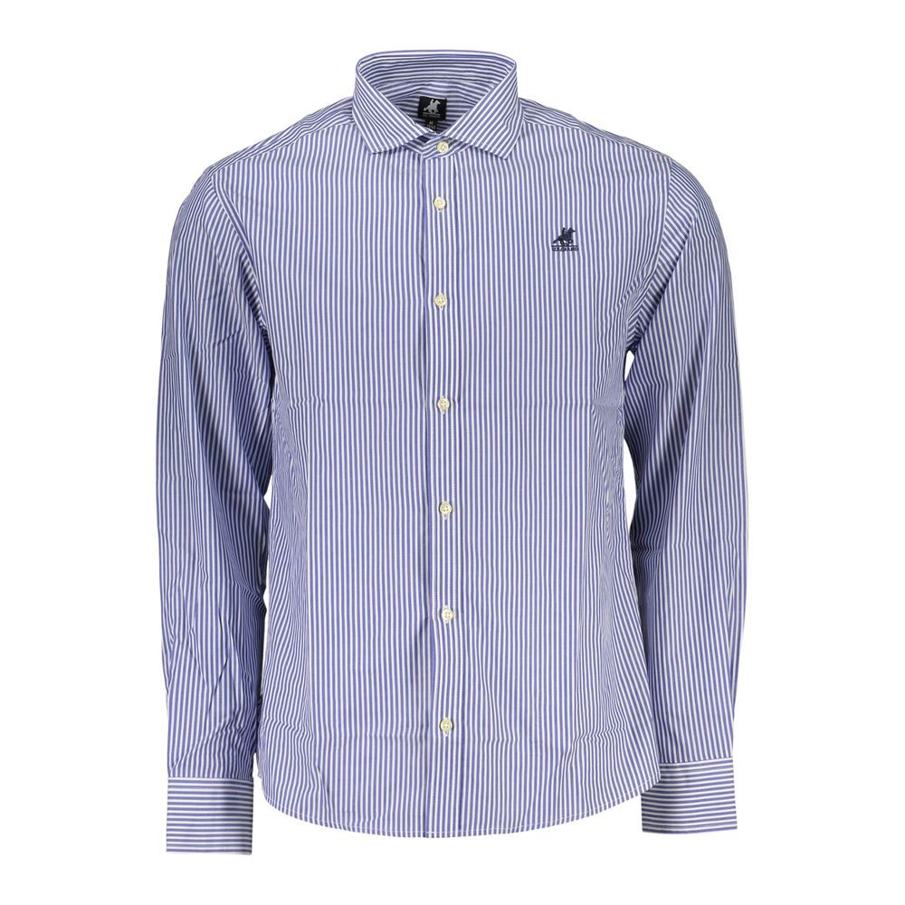 Shirt by U.S. Grand Polo for men in cotton blue, patterned & striped features an polished silhouette, showcasing a sophisticated and detail for a truly polished finish.